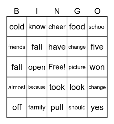 UNIT 2 Bingo Card