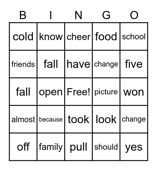 UNIT 2 Bingo Card