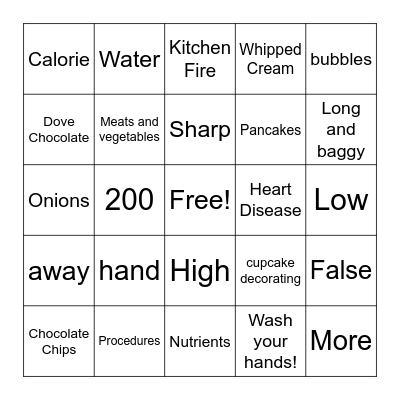 Chef Gomez's Cooking Bingo! Bingo Card