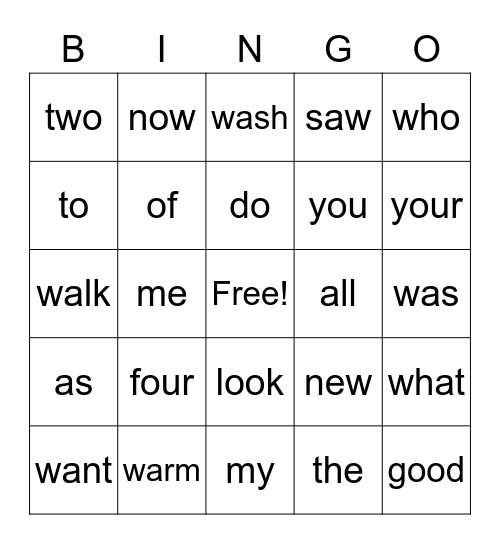 Pink and Red Sight Words Bingo Card