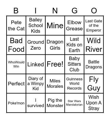 Fall Book Fair 2021 Bingo Card