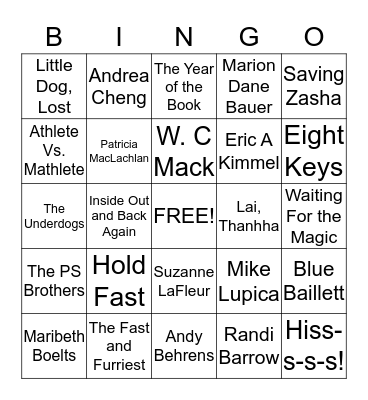 2014-2015 Battle of the Books Bingo Card