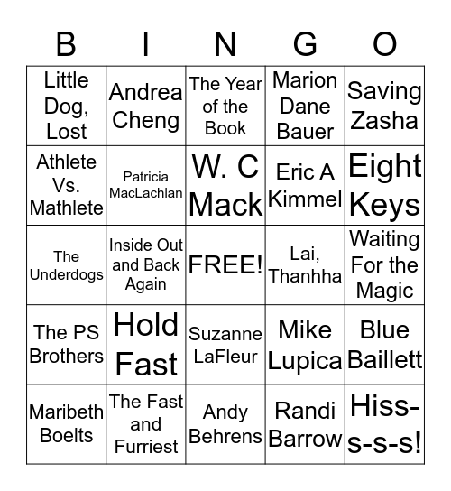 2014-2015 Battle of the Books Bingo Card