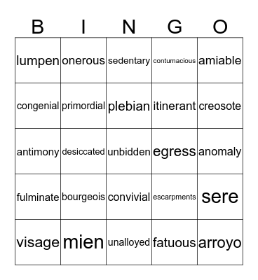 Into the Wild Bingo  Bingo Card