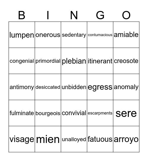 Into the Wild Bingo  Bingo Card