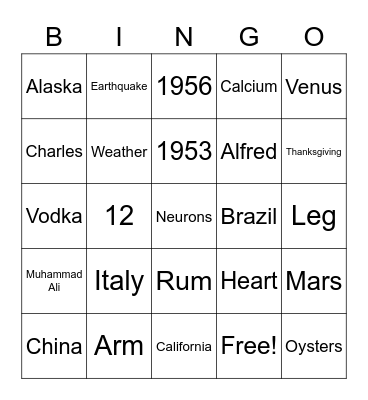 Oct 21 Game 10 Trivia free is anywhere Bingo Card