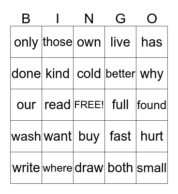 Jesenia's 4-28-15 Sight Words Bingo Card