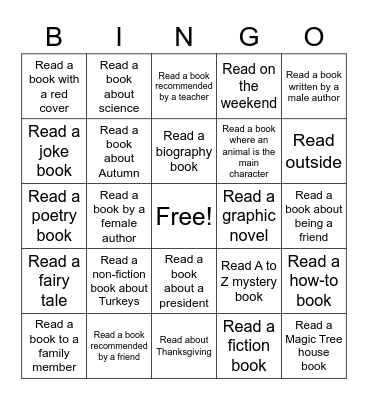 Reading Bingo Card
