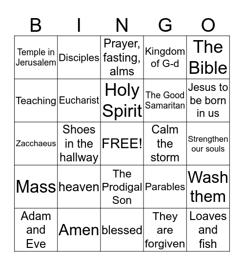 Introduction to Faith Bingo Card