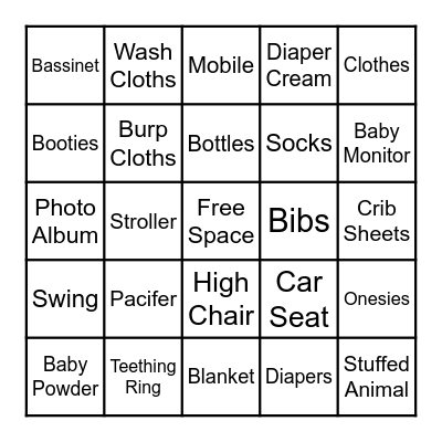 Baby Bingo Card