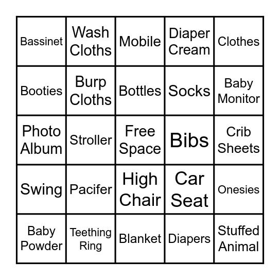 Baby Bingo Card