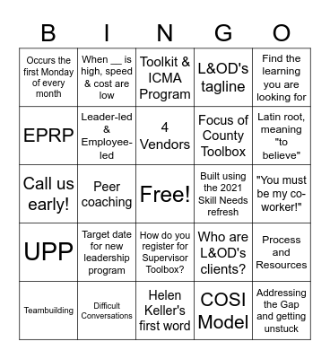 L&OD BINGO Card