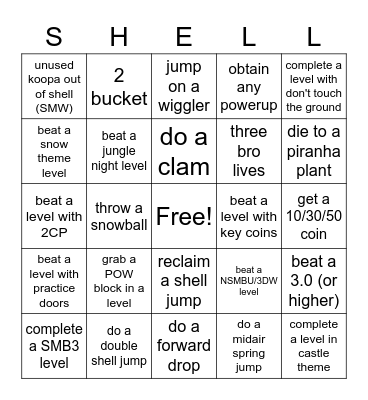 Shell Bingo Card