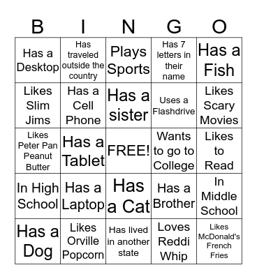 ConAgra Bingo Card