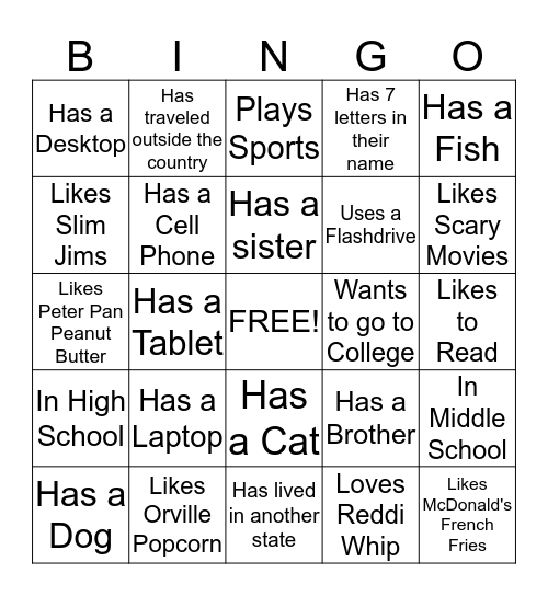 ConAgra Bingo Card