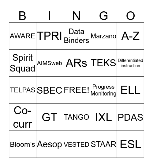 Education Lingo Bingo! Bingo Card