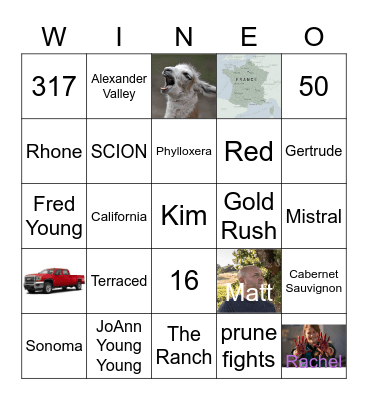 Adventures in Burgundy and Provence Bingo Card