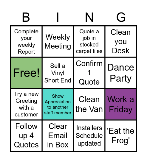 Flooring Design Bingo Card