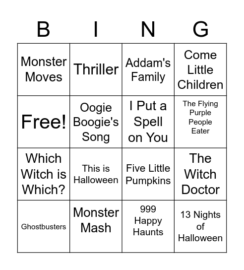 Halloween Bingo Card