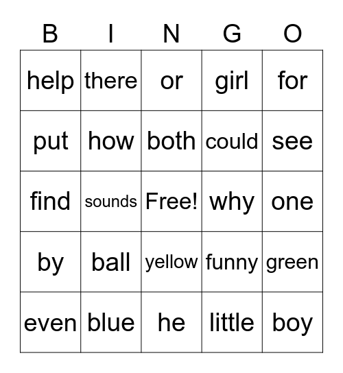 Unit 1 Bingo Card
