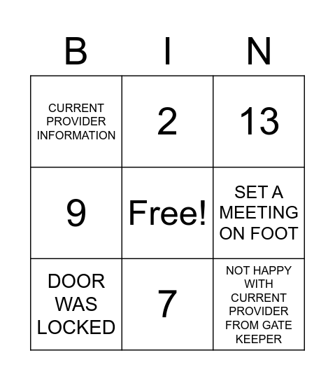 Sales Bingo Card