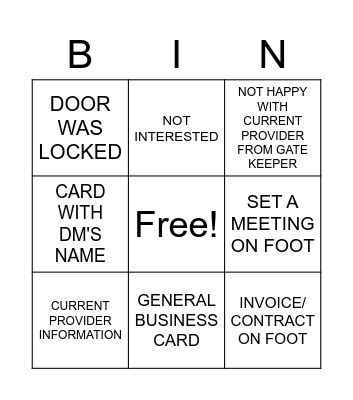 Sales Bingo Card