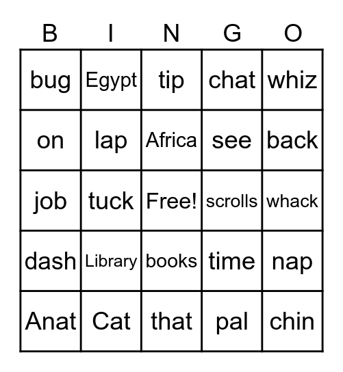 Library Cat Bingo Card