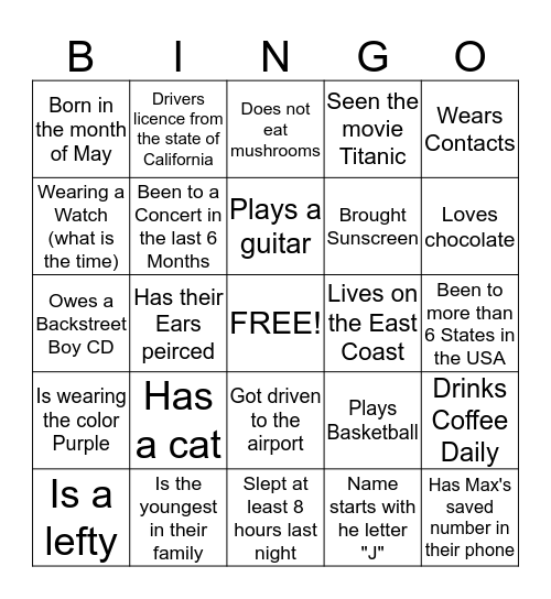 Birthright SA-32-50 Bingo Card