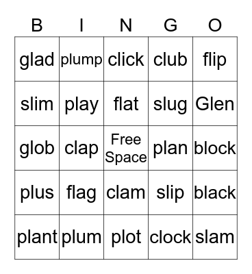 L Blends Bingo Card