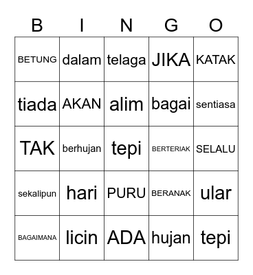 KICK TEST Bingo Card