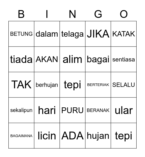 KICK TEST Bingo Card