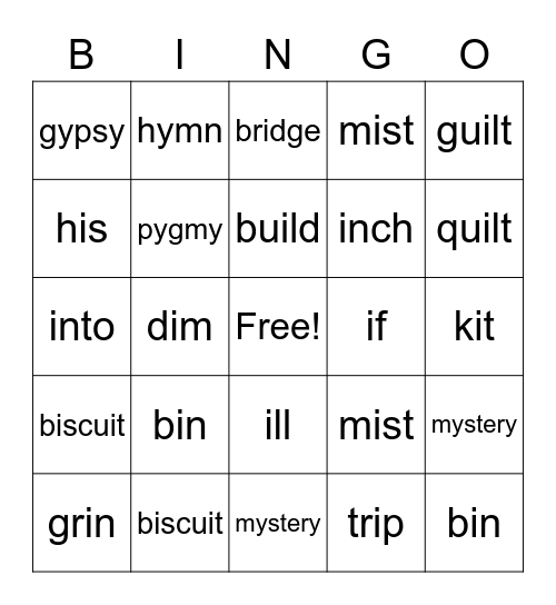 Sounds Write Extended Code Unit 30 Bingo Card