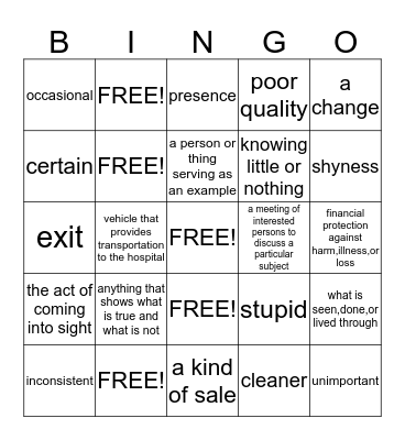 Kearstin's Bingo Card