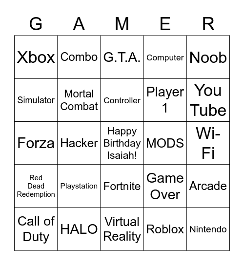 GAMER BINGO Card