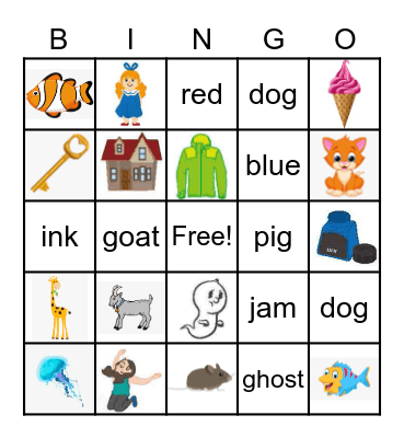 Gg / Hh / Ii / Jj Bingo Card