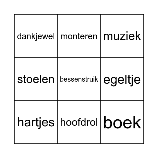 Voorleesbingo Card