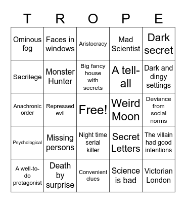 JEKYLL & HYDE TROPES BINGO Card