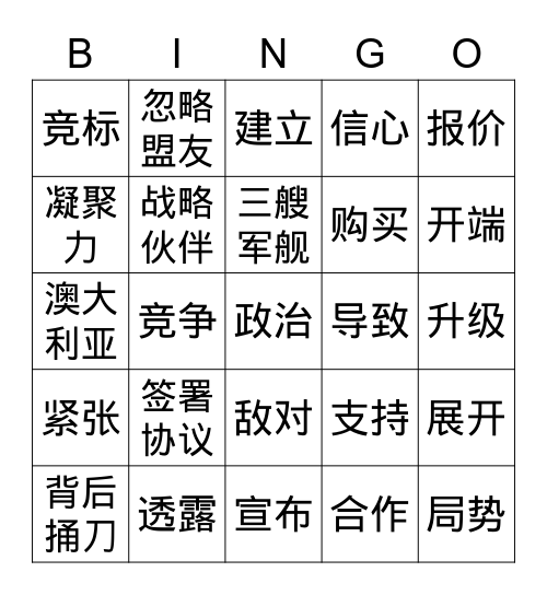 法国希腊军舰 Bingo Card