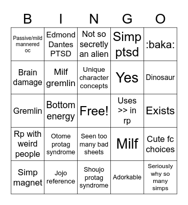 Snark Bingo Card