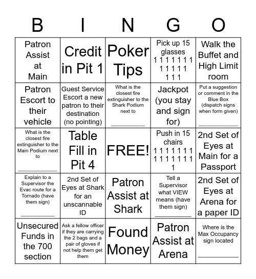 KSC Security Bingo      (Double) Bingo Card