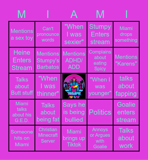 Miami Bingo Card