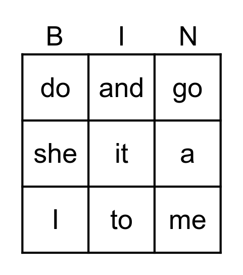 Sight words group 1 Bingo Card