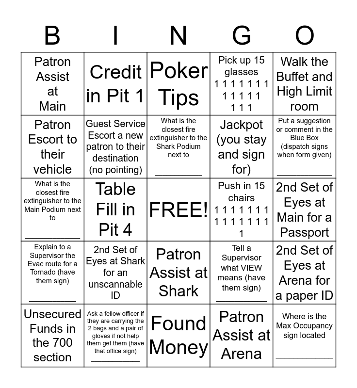 KSC Security Bingo (Double) Bingo Card