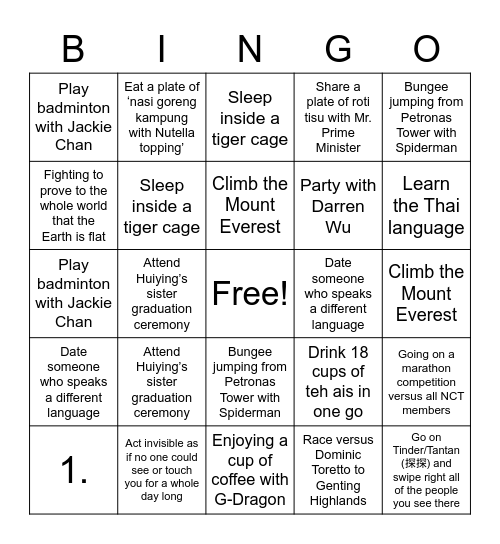 Crystal's Bingo Card