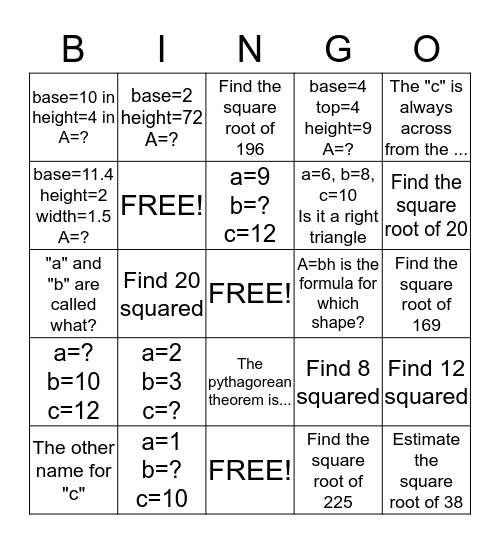 BINGO Review Bingo Card