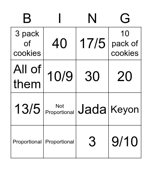 7th grade (BINGO) Bingo Card