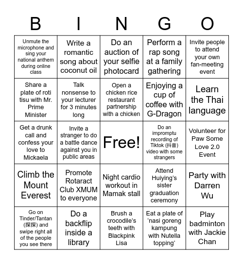 Kerry's Bingo Card