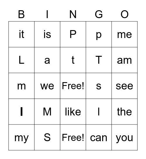 Unit 1 Phonics Bingo Card