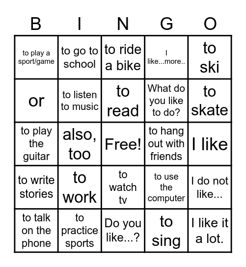 REalidades1: infinitivos Bingo Card