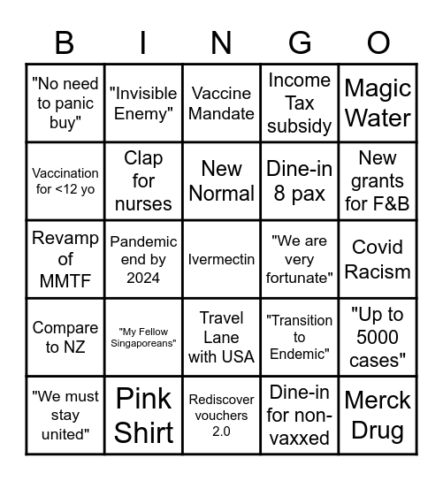 LHL Speech 09Oct! Bingo Card